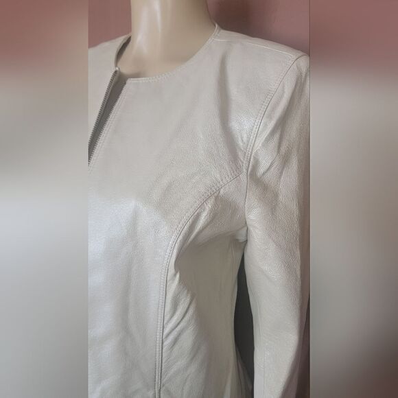 Terry Lewis Classic Luxuries cream leather jacket / blazer - Picture 10 of 16